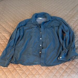 REI Men's Navy hiking Shirt spf40